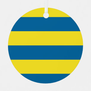 Stripes Blue & Yellow Customizable Christmas Ornament