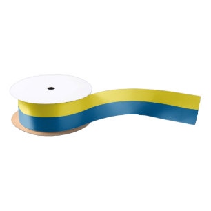 Stripes   Blue & Yellow   Customizable Satin Ribbon