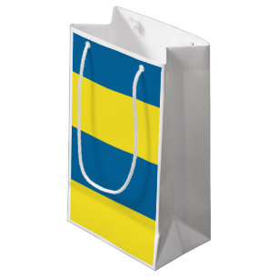 Stripes   Blue & Yellow   Customizable Small Gift Bag