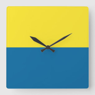 Stripes Blue & Yellow Customizable Square Wall Clock