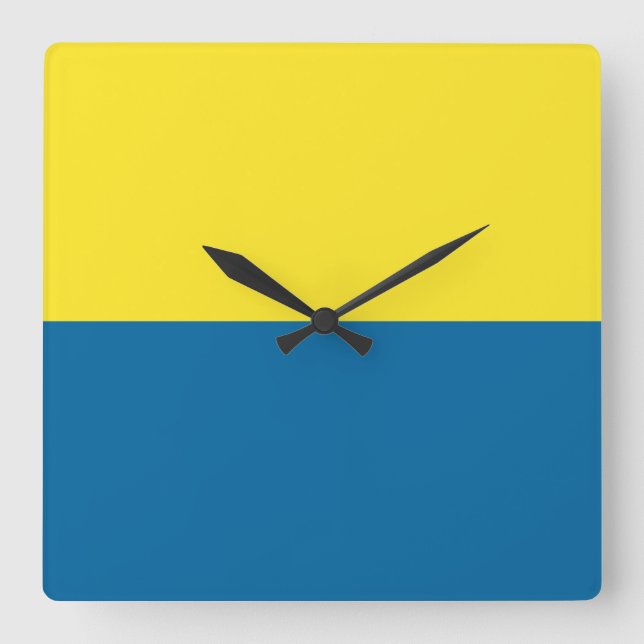 Stripes | Blue & Yellow | Customizable Square Wall Clock (Front)