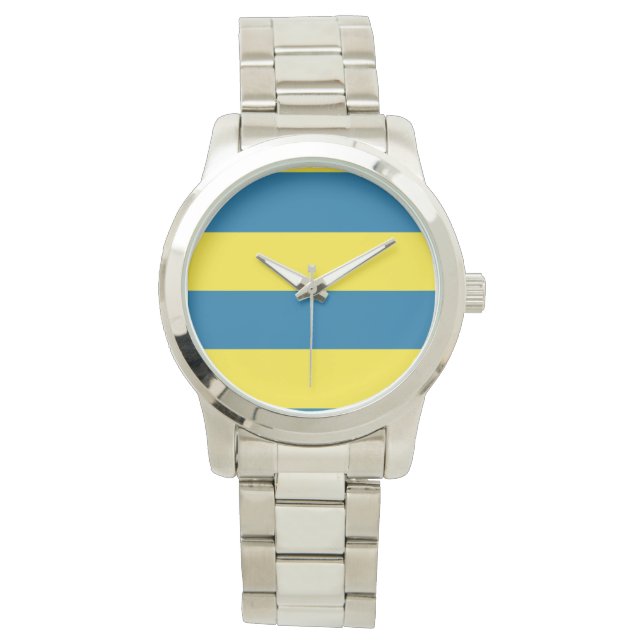 Stripes | Blue & Yellow | Customizable Watch (Front)