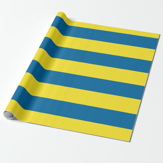 Stripes | Blue & Yellow | Customizable Wrapping Paper (Unrolled)
