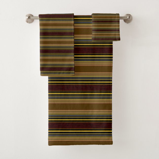 Stripes Browns Gold Bathroom Towel Set (Insitu)
