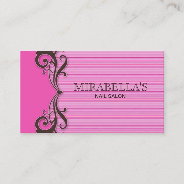 Stripes Business Card Swirl Pink Brown (Front)