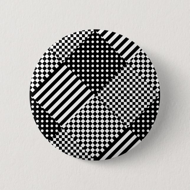 Stripes Check Harlequin Polka Dots Mixed Design 2 Inch Round Button (Front)
