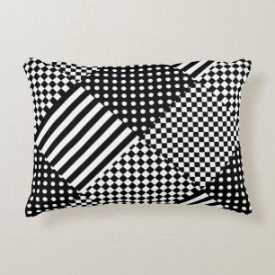 Stripes Check Harlequin Polka Dots Mixed Design Accent Pillow