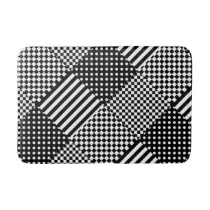 Stripes Check Harlequin Polka Dots Mixed Design Bath Mat