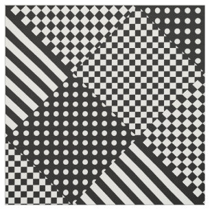 Stripes Check Harlequin Polka Dots Mixed Design Fabric