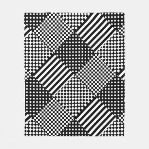 Stripes Check Harlequin Polka Dots Mixed Design Fleece Blanket