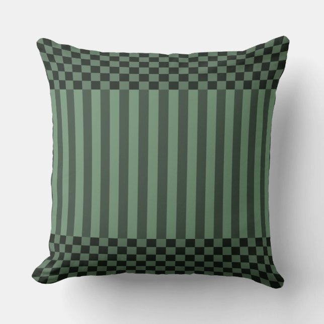 Stripes & Chequered In Shades Of Grey Throw Pillow (Front)