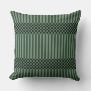 Stripes & Chequered In Shades Of Grey Throw Pillow