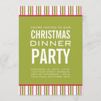 STRIPES CHRISTMAS DINNER PARTY INVITATION