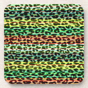 Stripes colourful animal skin texture of leopard coaster