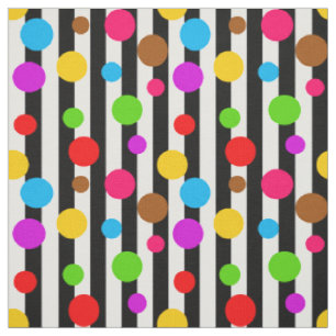 Stripes Colourful Polka-dots Design Fabric