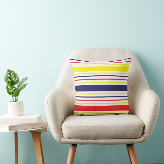 Stripes Colourful Summer Coastal  Throw Pillow (Chair)