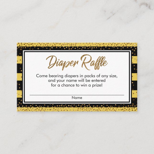 Stripes & Confetti Diaper Raffle Ticket Cards (Front)