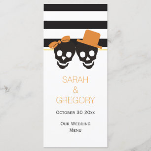 Stripes, couple crâne Halloween carte mariage