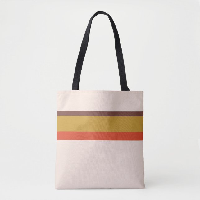 Stripes design natural pink red brown yellow tote bag (Front)