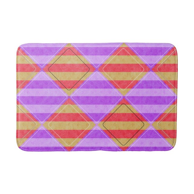 Stripes, Diamonds, Spot Pattern by Shirley Taylor Bath Mat (Front)