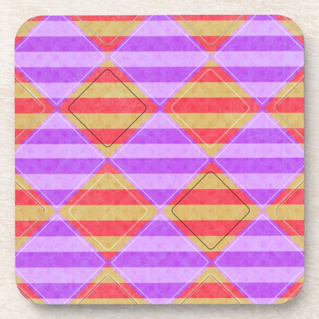 Stripes, Diamonds, Spot Pattern by Shirley Taylor Coaster (Front)