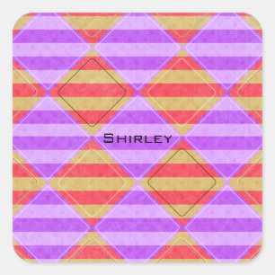 Stripes, Diamonds, Spot Pattern by Shirley Taylor Square Sticker