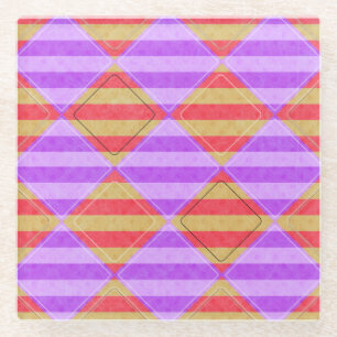 Stripes, Diamonds, Spotted Pattern Glass Coaster