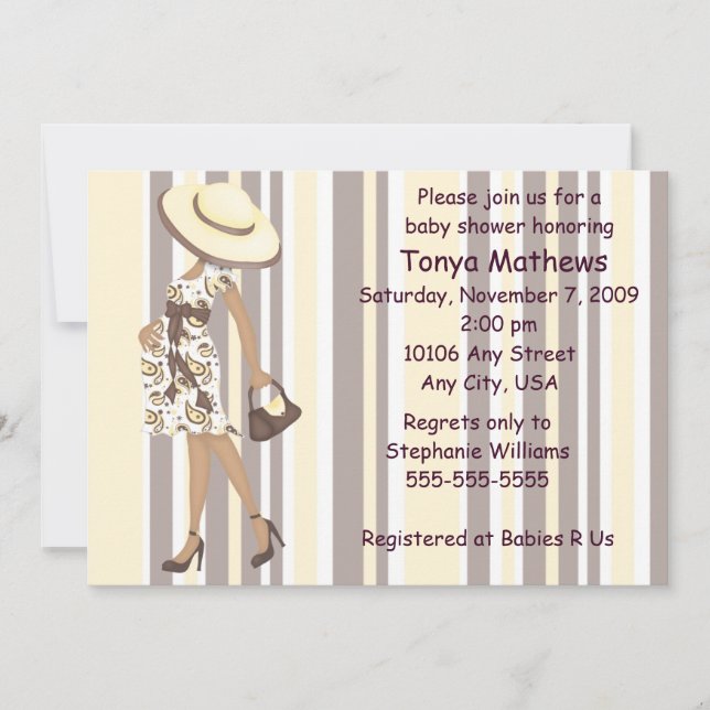 Stripes Et Invitation Au Baby shower De Paisley (A (Devant)