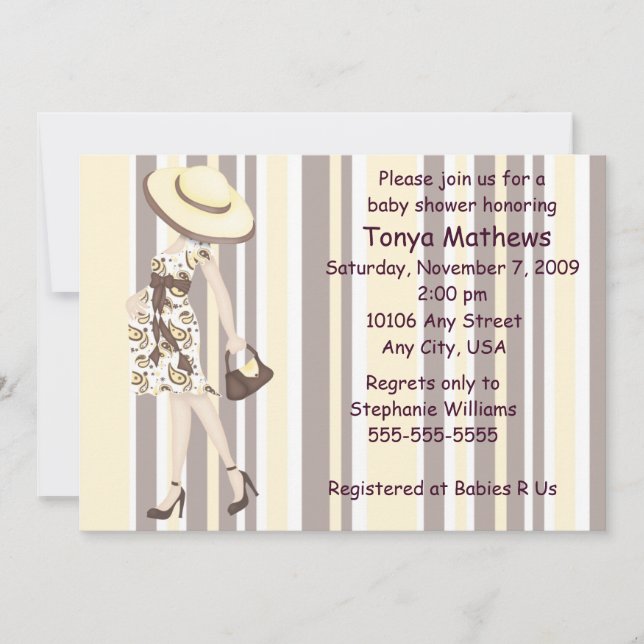 Stripes Et Invitation Au Baby shower De Paisley (C (Devant)