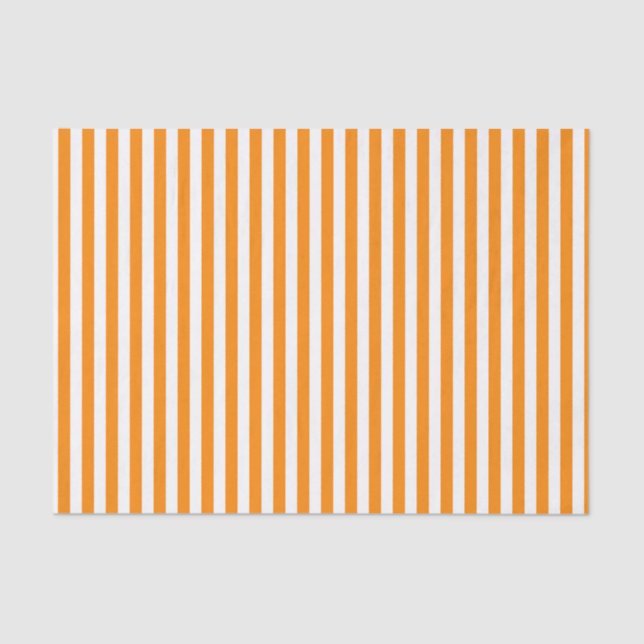 Stripes Even Orange and White Tissue Paper (Front)