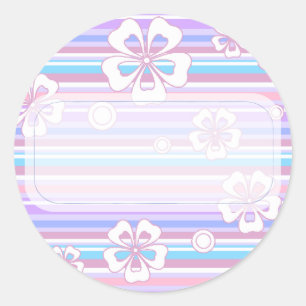 Stripes & Flowers Classic Round Sticker