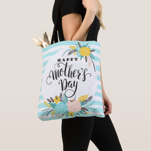 Stripes & Flowers Tote Bag (Close Up)