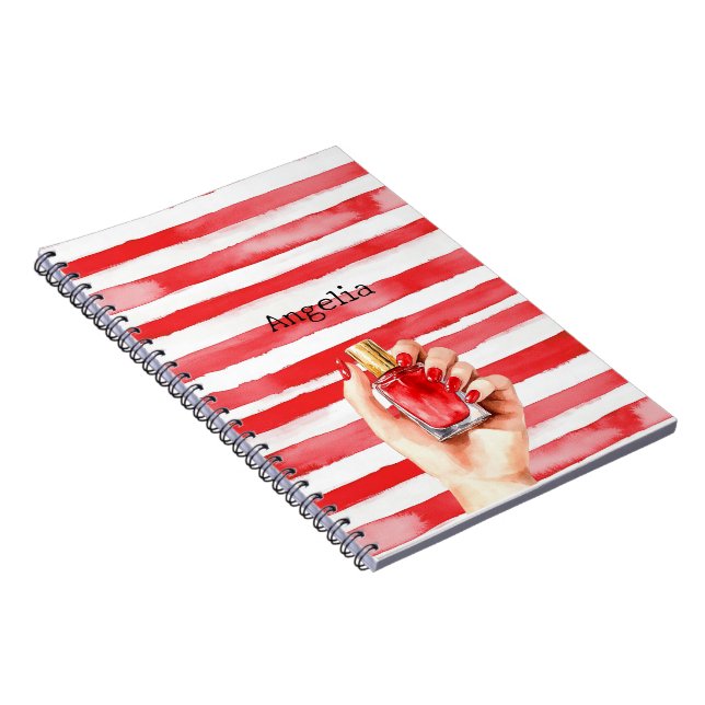 Stripes French Riviera Red Nail Polish Notebook (Right Side)