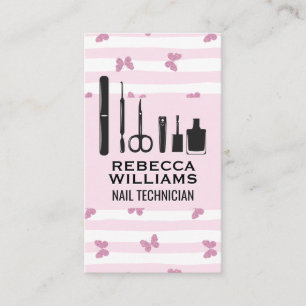 Stripes   Glitter Butterflies   Manicure Tools Business Card