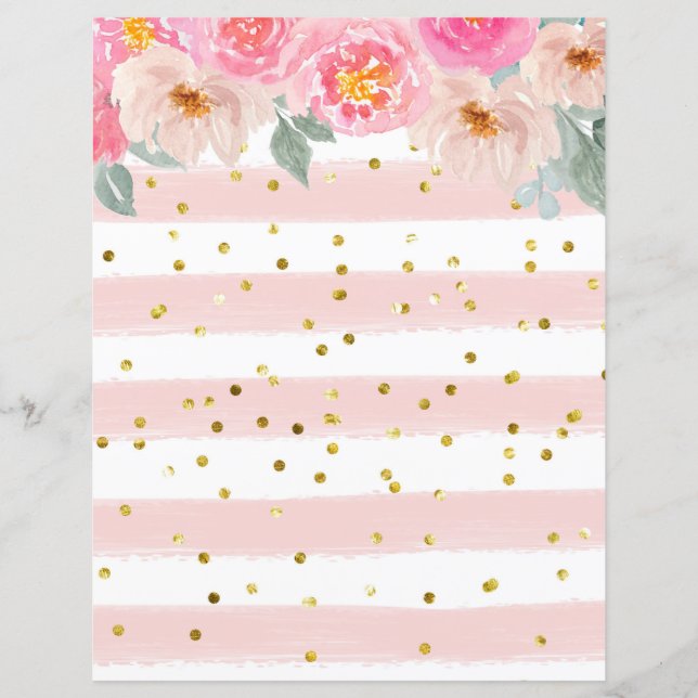 Stripes/Gold Confetti Scrapbook Paper (Front)