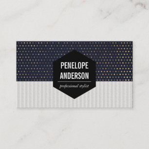 Stripes Gold Speck Dots Business Card