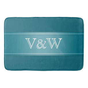 STRIPES gradients - ocean blue + your text Bath Mat