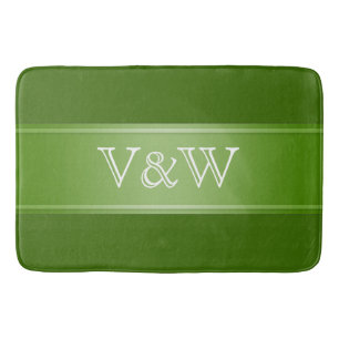 STRIPES gradients - olive green + your text Bath Mat