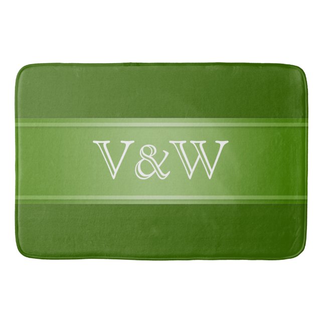 STRIPES gradients - olive green + your text Bath Mat (Front)
