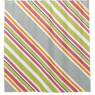 Stripes green grey orange pink
