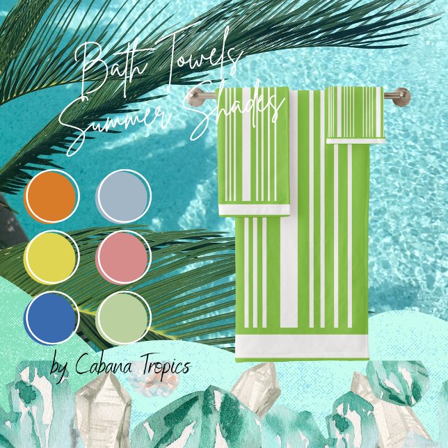 Stripes Green Lime & White  Bath Towel Set (Creator Uploaded)