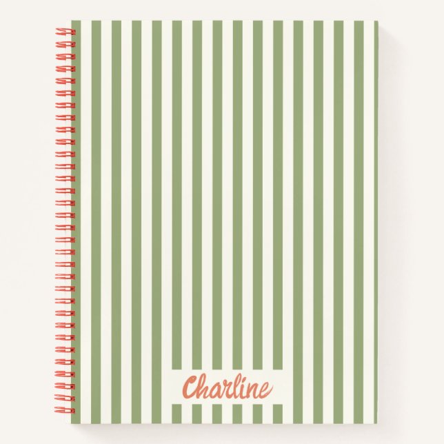 Stripes Green Red Retro Calligraphy  Notebook (Front)