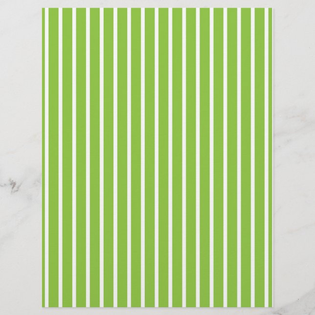 Stripes Green White Baby Scrapbook Paper (Front)