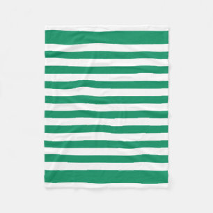 Stripes   Green & White   Customizable   Fleece Blanket