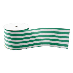 Stripes   Green & White   Customizable   Grosgrain Ribbon