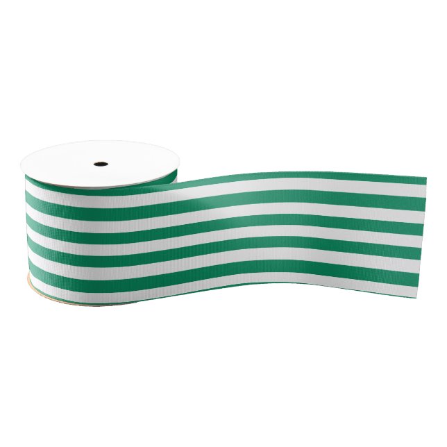 Stripes | Green & White | Customizable | Grosgrain Ribbon (Spool)