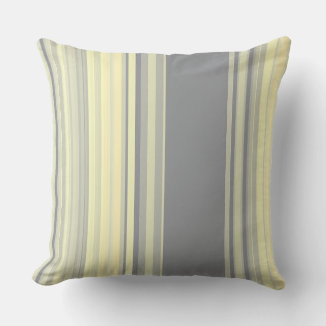 Stripes Grey and Wheat Throw Pillow (Front)