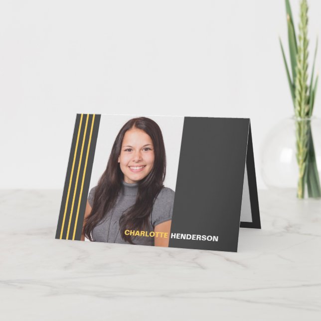 Stripes grey graduation multi photo announcement (Front)