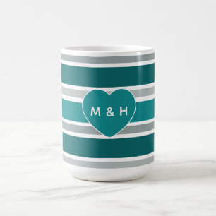 Stripes & Heart custom monogram mugs