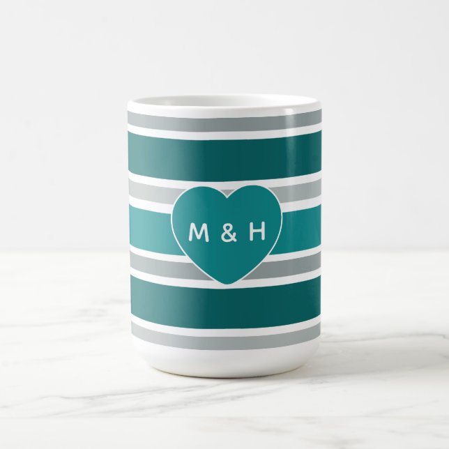 Stripes & Heart custom monogram mugs (Center)
